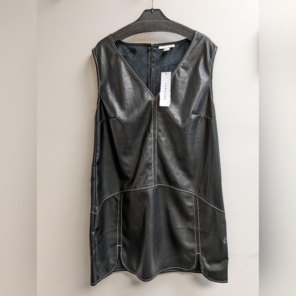 Topshop faux leather pinafore mini dress NWT size 4